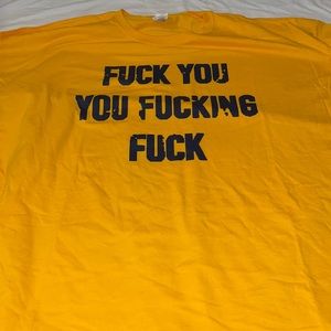 New Bright yellow with distressed blue F**K YOU you f**king F**kT Shirt Size 3XL